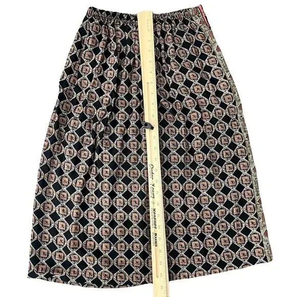 Vintage Brown Red Geometric Button Up Short Sleeve Top Skirt Suit Set size M - Picture 6 of 16